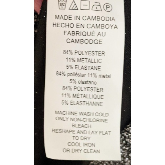 Michael Michael Kors Womens Metallic Short Sleeve Top Size M Black Silver - Picture 4 of 4